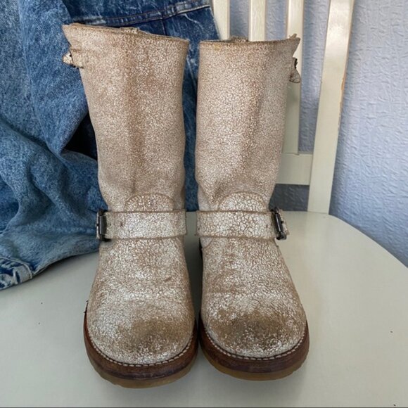 Frye Veronica Suede Crackle Boots Booties - Picture 2 of 11